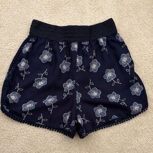 Francesca's Collections Navy Floral High Waist Shorts